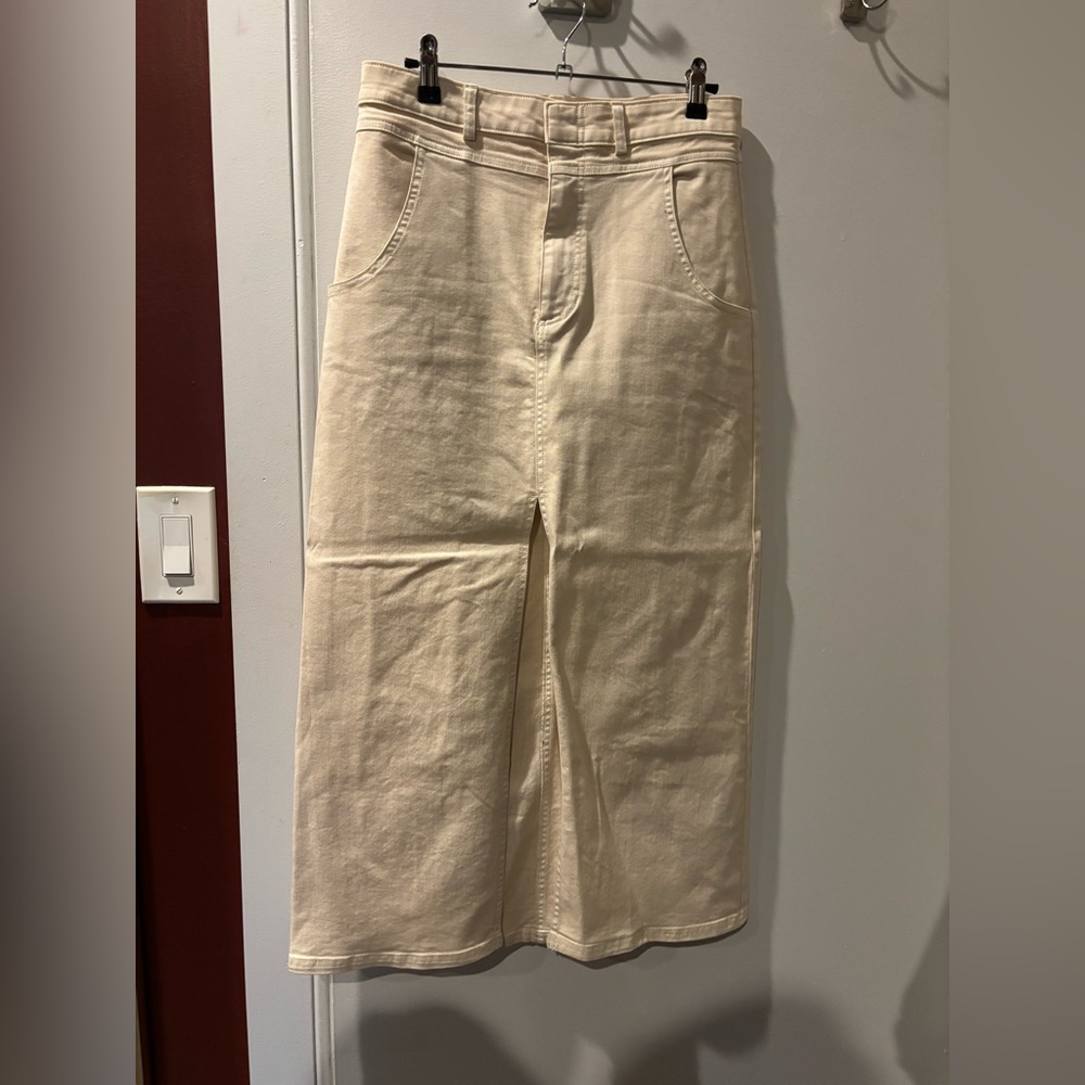 Anthropologie Pilcro Midi Denim Skirt, Ecru, Size 6